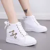 Femmes Plate-forme Compensée En Caoutchouc Richelieu En Cuir À Lacets Talon Haut 6 Cm Chaussures Bout Pointu Augmentant Creepers Baskets Blanches Zipper569 Y0907