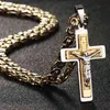 Schwere Kruzifix Kreuz Anhänger Halskette Männer Gold Edelstahl Männliche Punk Halsketten Byzantinische Kette Schmuck Geschenke 210721