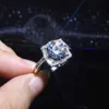 Imitation American Mosan Diamond Plated PT950 Platinum HW Samma öppna ring Square Bag Women039S Ring Micro Inlaid Fashion7893860