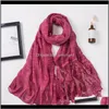 Ethnic Clothing Apparel Drop Delivery 2021 Brand Designer Rhinestone Hijab Lace Scarf For Muslim Women Soft Islamic Headscarf India Wrap Head