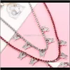 Pendant Necklaces & Pendants Drop Delivery 2021 Fashion Beautiful Double Choker Butterfly Necklace Female Shiny Iced Out Crystal Clavicle Cha