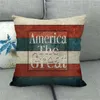 Linen Home Decor Throw Pillow Case American Independence Day Flag 3D Printed Sofa Living Room Cushion Cover Square Pillowcase 45x45cm