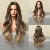 Synthetische pruiken HENRY MARGU Lang Bruin Blond Ombre Golvend Natuurlijk Cosplay Dagelijks Voor Dames Middelste stuk Haar Pruik Hittebestendig8731679