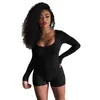 OMSJ Svart rödblå 3 Färg Höst Baklösa Långärmad Rompers Womens Bodycon Sexy Club Jumpsuits Fall Outfits 210517