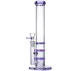 Glazen waterpijp 3 lagen honingraat rechte roken bubbler Water Bongs 14 mm gewricht Recycler Water Pijpen IJscatcher