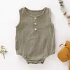 Baby mouwloze romper mousseline zomer jongens meisjes pasgeboren jumpsuit casual kleding 20220303 q2