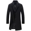 Trench da uomo Cappotto invernale da uomo Moda Giacca lunga solida Uomo Vintage monopetto Business Cappotto da uomo Taglie forti Misto lana Viol2