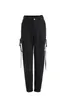 Women Pants Capris Ribbon Loose Casual Trousers Long s Cargo High Waisted Black Autumn Winter 210513