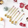 Creatieve roestvrij staal Kerst Lepel Gift Hanger Party Gunst Koffie Dessert Thee Scoop Kids Drinken Servies