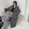 Kvinnorsullblandningar Xuxi Coat Women Mid-Length Dubbelbröst Wide-Waisted Streetwear Långärmad Overcoat Höst Vinter 2021 E3852