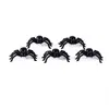 100 pçs / set Halloween aranhas decorativas pequenas plástico preto brinquedos falsos brinquedos engraçados brincadeira brincadeira realista adereços 0651