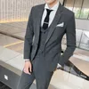 Latest Design 3-piece Male Casual Formal Business Plaids Suit For Men's Fashion Boutique Plaid Wedding Dress Men Suits & Blazers