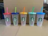 Новые 24oz Tumblers пластиковые питьевые сока чашка с губной и соломой волшебной кофейной кружкой Cokom Starbucks Snow Plastic PlastiChdpq