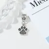 Convient aux bracelets Pandora 30pcs pendentif empreinte de patte de chien balancent des breloques perles breloques en argent perle pour la vente en gros bricolage collier européen bijoux