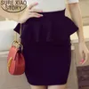 Fashion OL Women Black Causal Stretch High Waist Womens A-Line Skirts Plus Size Femininas Short Lady Skirt 2202 50 210415