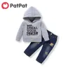Spring and Autumn 2-piece Baby / Toddler Boy Letter Print Hoodie Jeans Set for Kids 210528
