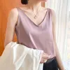 Blusas de mujer Camisas Blusa de gasa de satén Mujer Verano Cuello en V Sin mangas Elegante Oficina Señora Camisa de seda Tops de mujer Estilo francés Plus Si