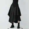 Japansk gotisk oregelbunden hög midja pläterad kjol kvinna svart harajuku punk cargo sommar vintage kläder lång Saia 210421