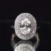 Klaster pierścienie Silver 925 Sapphire Biżuteria Pierścień Dla Kobiet Anillos Zaręczyny Band Diamond