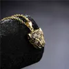 2022 Moda color oro leopardo cabeza colgante colgante collar para mujeres hombres hombres lujo cúbico circonia joyería accesorios femeninos