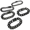 Herrenarmband Bling 316L Edelstahl Kubanische Kette Armreif Schmuck Schwarze Farbe; Kettenbreite: 9~16mm