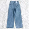 Jeans pour femmes été Streetwear Hip Hop bleu taille haute droite Denim pantalon Baggy mode jambe large maman Cowboy pantalon 210809