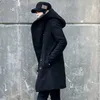 Autumn winter men long trench coat korean style hooded cloak men's slim wool overcoat boys punk long jackets casaco masculino 211011