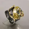 DreamCarnival1989 très grande couleur dorée délicate coupe Zircon anneaux de mariage pour les femmes gothique Chic bijoux de rencontre WA11785 211217