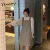 Yitimuceng Dobra Blusa Mulheres Camisas Solta Primavera Moda Coreana Meia Coleira Princesa Mangas Chiffon Doce Tops 210601
