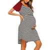 New Women Maternity Dress Nursing Baby Nightgown Breastfeeding Sleepwear Pregnancy stripe Dress Summer Q0713