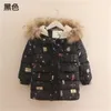 Cold Winter 3 4 6 8 9 10 11 12 Years Teenager Kids Jacket Wadded Cotton Padded Doodle Thickening Hooded Coat For Baby Girls 210701