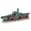 Hartsvrak båt sjunkit slagskepp War Ship Fish Tank Aquarium Ornament Cave Decorations Dekorationer6596055