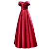 Top Quality Satin Evening Dress Prom Gowns Pleats Formal Dark Red, Royal Blue, Navy Blue,White,Ivory,Champagne, Burgundy