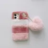 Moda Luksusowy Furry Futro Sweet Love Cellphone Skrzynki na iPhone 12 11 Pro Max XR XS Maks. 6 7 8 Plus Samsung S21 S20 Note20 Kobiet Lady Przypadki