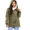 Femmes Windbreaker Jacket à capuche Velours d'hiver Velours Lâche Couleur solide Manteaux à manches longues Simple Mode Plus Taille Zipper Femmes Tops 210422