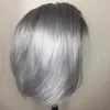 150 densidade peruca cinza colorido perucas de cabelo humano transparente hd brasileiro em linha reta curto bob laço frontal fechamento frontal para mulher blac4803465