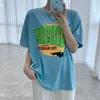 Korejpaa Kız T-shirt Yaz Kore Chic Yaş Azaltma Tüm Maç Şeker Renk Yuvarlak Boyun Gevşek Mektup Baskı Kazaklar 210526