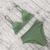Wysoka talia Bikini Kobiety Kobiet Solid Swimsuit Bandaż Swimwear Set Maillot de Bain Femme Pływanie Biquinis 210621