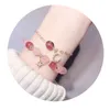 Strawberry Pink Crystal Transit Star Moon Female Gift Armband254G