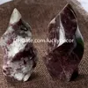 Natural Plum Blossom Tourmaline Quartz Rock Crystal Flame Stone Crafts Handcrafted Polered FreeForm White and Red Gemstone Mineral Reiki Torch Purchury