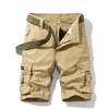 Męskie Wojskowe Szorty Cargo Solidna Multi Pocket Casual Fitness Luźne Spodnie robocze Letnie Mężczyzna Tactical Krótki 4 kolory Brak pasa 210622