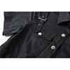 Kvinnor Kortärmad Gotisk tröja Klänning Japanska Harajuku Punk Style Belt Streetwear Vintage Black Gothic Style Dresses Women 210515