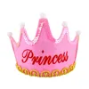 LED Crown Hats Boy Girl Princess King Tiara Happy Birthday Party Decoration Hats Baby Shower Parties Decorations Supplies RRA11448