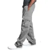 Pantalon de jogging en polaire pour hommes Cargo Combat Survêtement Bas Casual Pantalon de poche en vrac Pantalon de survêtement Sports droits 210715