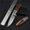 Flipper Folding Mes VG10 DAMASCUS Steel Drop Point Blade Rosewood + Roestvrij staal handvat EDC Pocket Messen