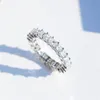 Schmuck 925 Sterling Silber Full Prinzessin geschnitten White Topaz CZ Diamond Gemstones Eternity Square Party Frauen Hochzeitsband Ring WJL192063787