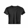 T-shirt a maniche corte ombelicale girocollo femminile T-shirt da donna skinny coreana a vita alta corta nera chic 210507