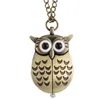 Retro Bronze Pendant Quartz Mini Vintage Cute Owl Pocket Watch Unique Necklace Chain Gift for Girls Boys Kids