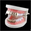 Grillz, tandheelkundige grills body stijl er glad tanden gouden tanden Europese en Amerikaanse hiphop sieraden drop levering 2021 UEFDM