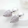 LUOTEEMI 2 pezzi di lusso zircone cubico con perla bianca cono Spike Cheater espansore tappi per le orecchie finti barella orecchino stud piercing